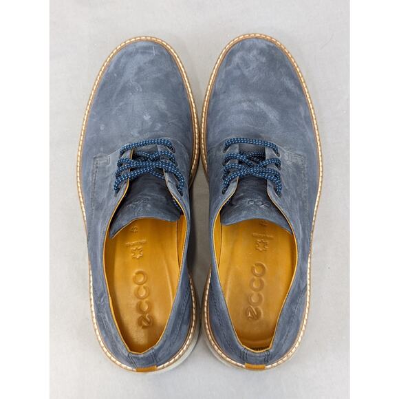 Ecco Aurora Men\'s Suede Oxford Shoes Dark Blue Size US 8.5 EU 42